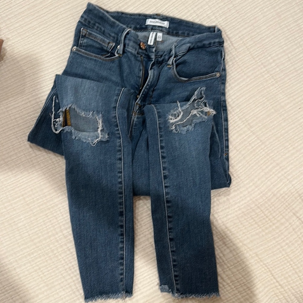 Good American distressed good legs crops